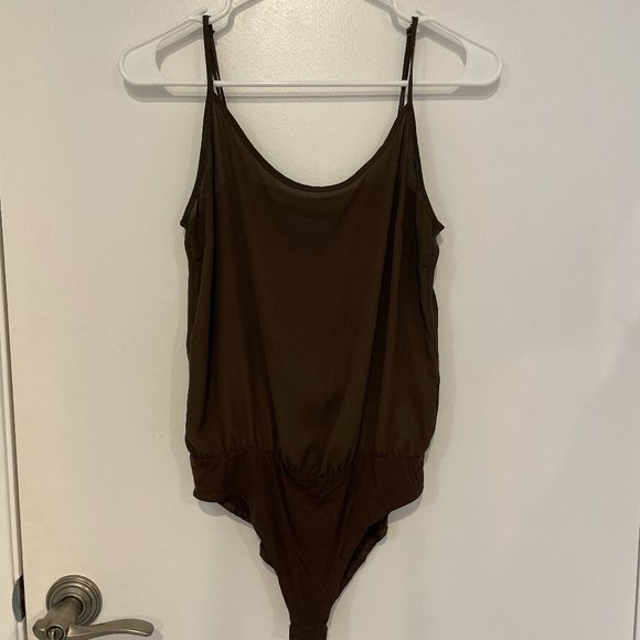 Forever21 Olive Chiffon Bodysuit - Picture 1 of 4